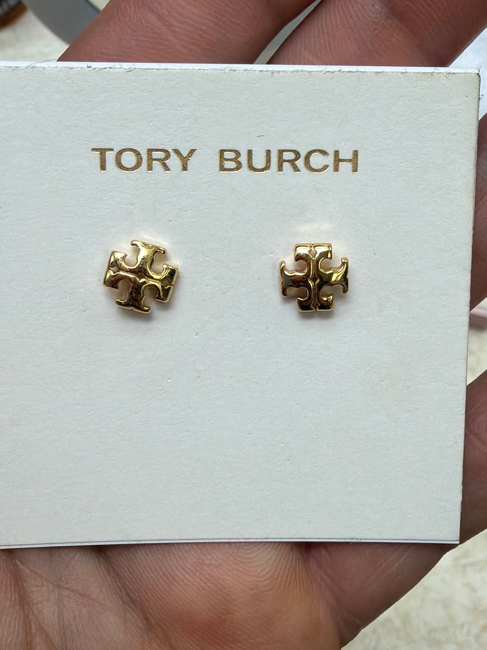 Tory Burch Gold Logo Stud Earrings - Classic Logo